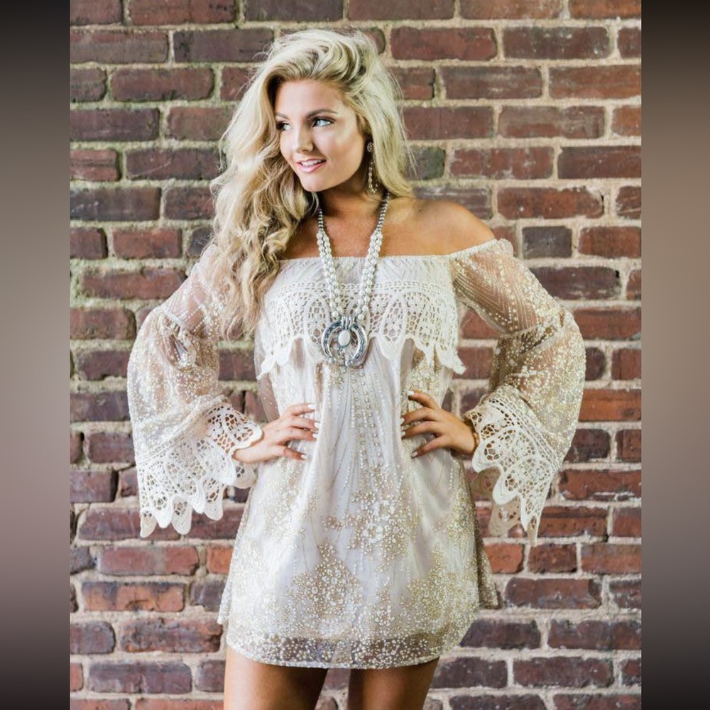 Southern Fried Chics Sparkling Cream Dress